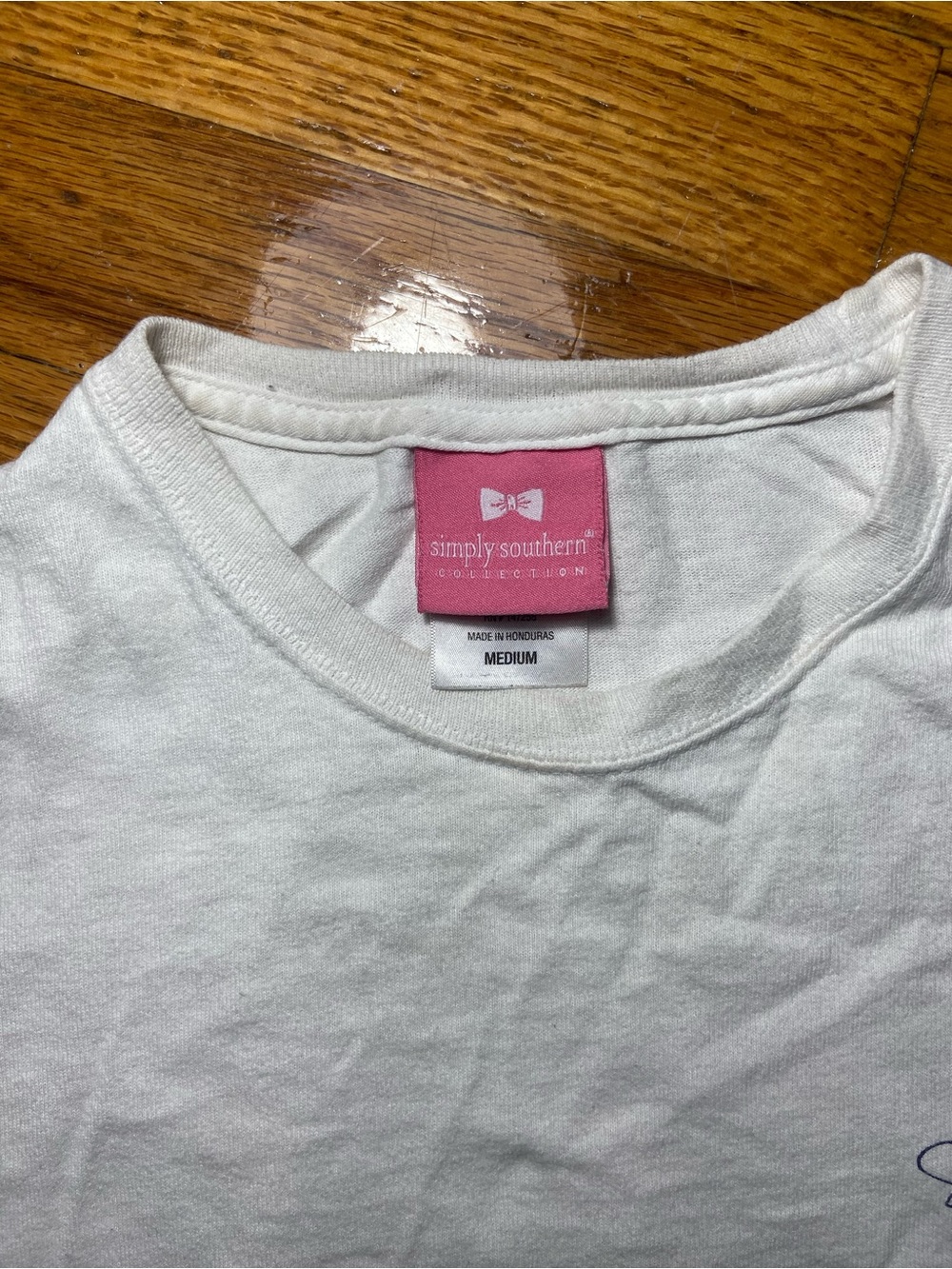 Simply Southern White Tee with Pink Chest Graphic - Picture 2 of 4